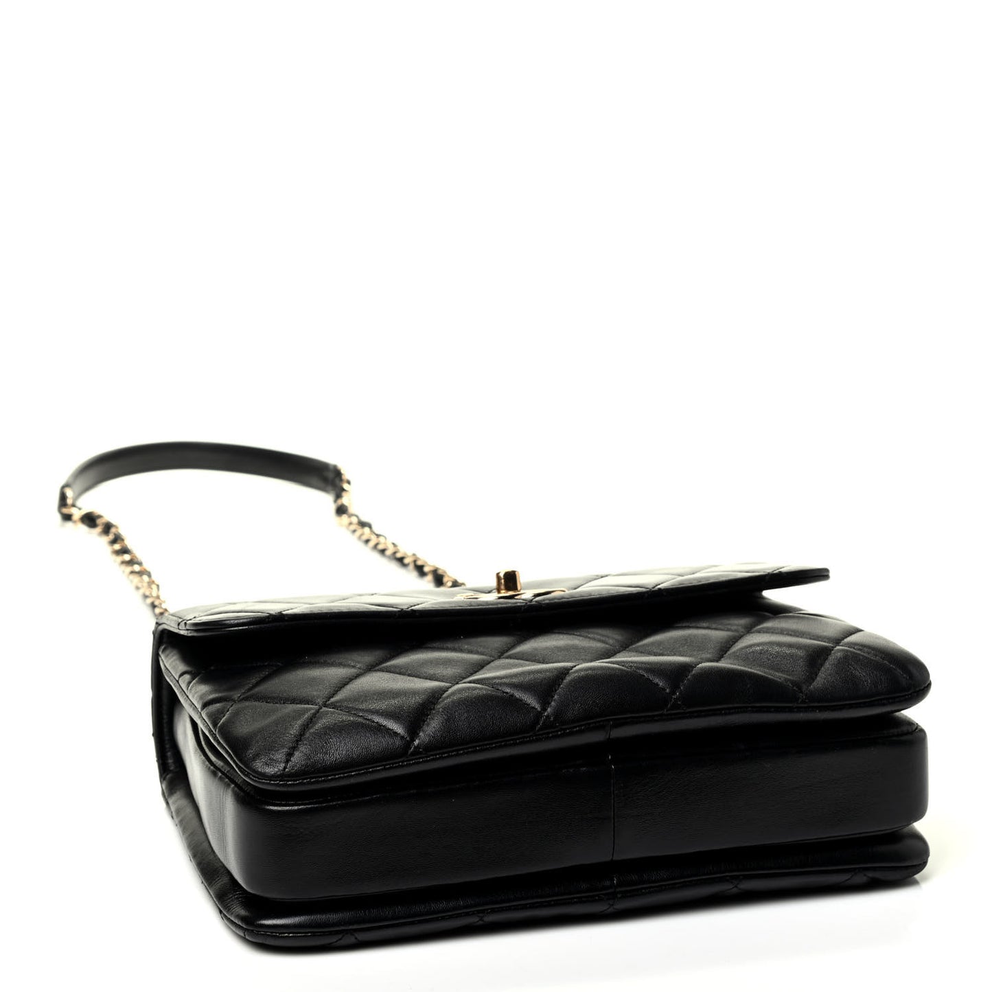 Lambskin Quilted Small Trendy CC Dual Handle Flap Bag Black