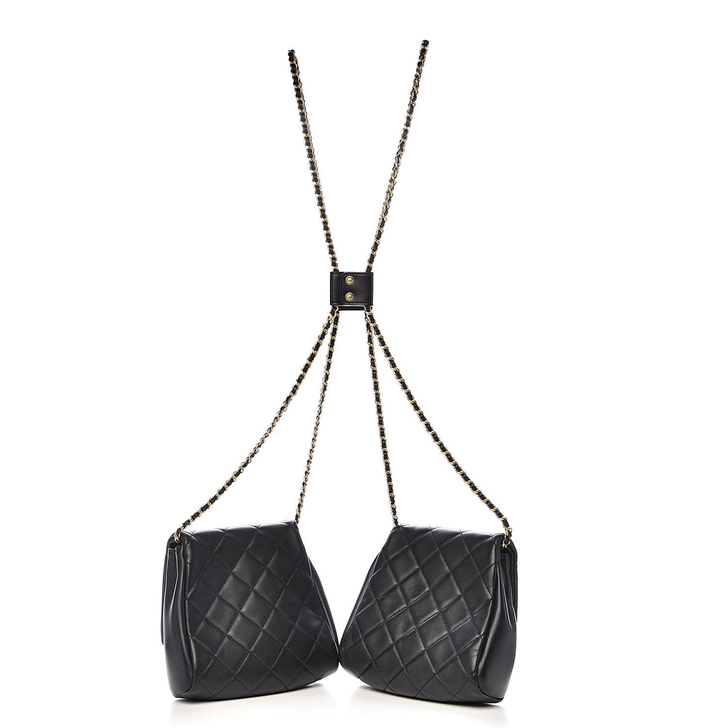 Lambskin Quilted Side-Packs Black