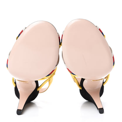 Gucci Metallic Nappa Sylvie Web Sandal 37.5 Gold 5 of 14