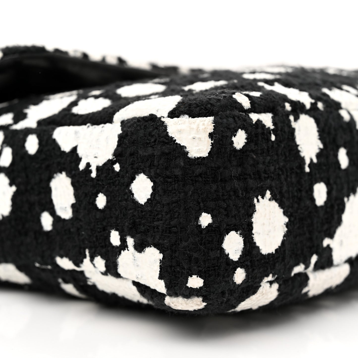 Tweed Paint Splatter Print Flap Black White