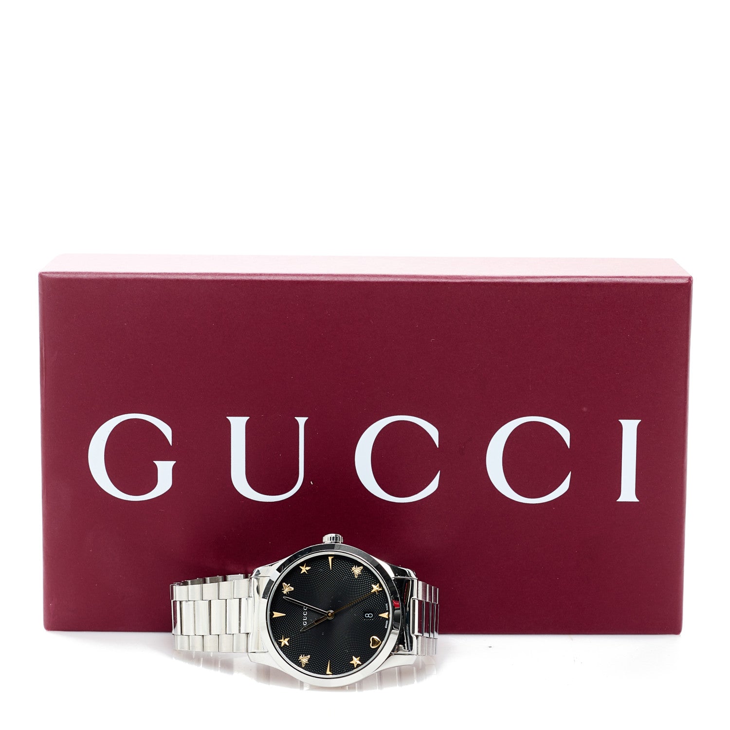 Gucci Stainless Steel 38mm G-Timeless Charm Quartz Watch Black 5 of 5