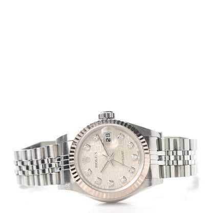 Rolex Stainless Steel 18K White Gold Diamond 26mm Oyster Perpetual Datejust Watch Silver Jubilee 79174 2 of 5