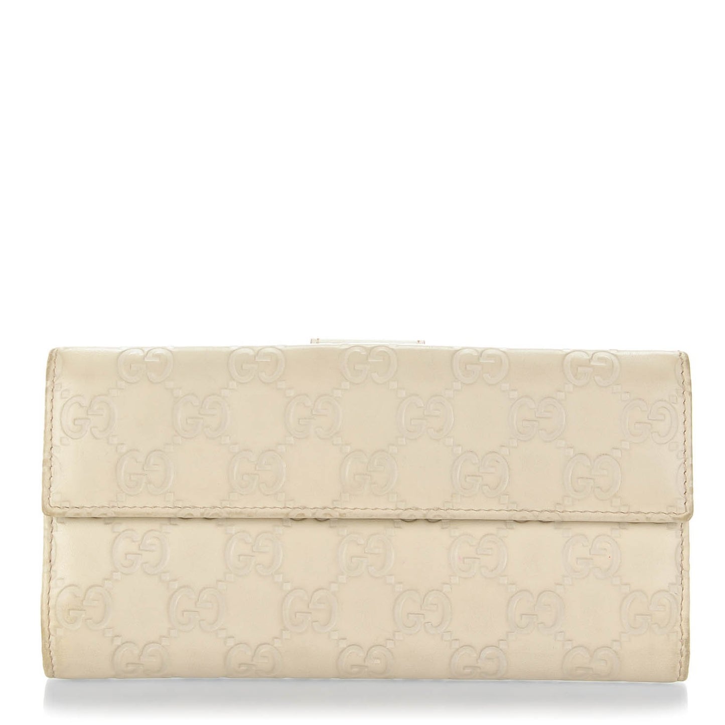 Guccissima Margaux Calfskin Icon Bar Continental Flap Wallet Mystic White