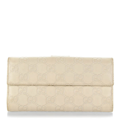 Gucci Guccissima Margaux Calfskin Icon Bar Continental Flap Wallet Mystic White 1 of 13