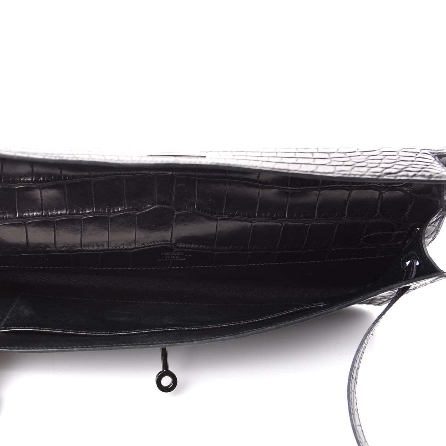 Matte Niloticus Crocodile Kelly Cut Pochette So Black