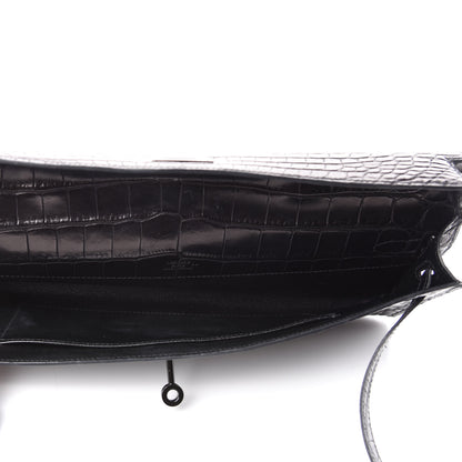 Hermes Matte Niloticus Crocodile Kelly Cut Pochette So Black 5 of 6