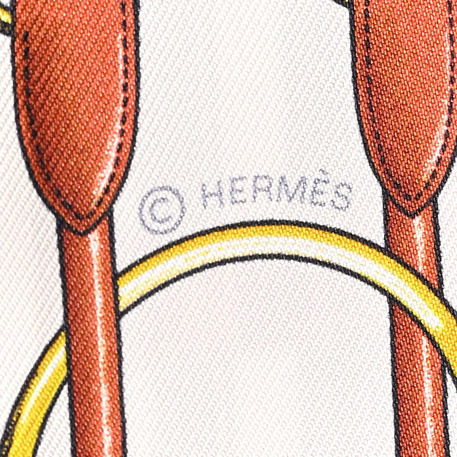 Hermes Silk Jumping Fringed Twilly Creme Alezan Anthracite 3 of 4