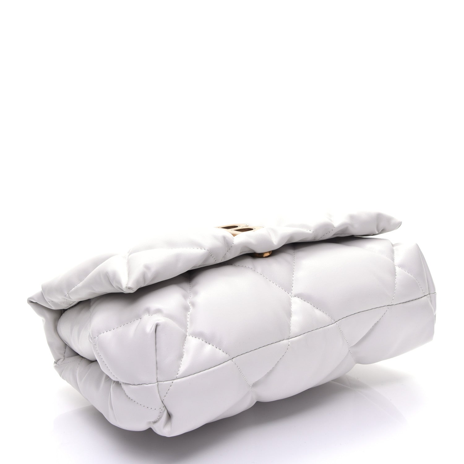 Balenciaga Nappa Calfskin Quilted Touch B Puffy Clutch White 4 of 9