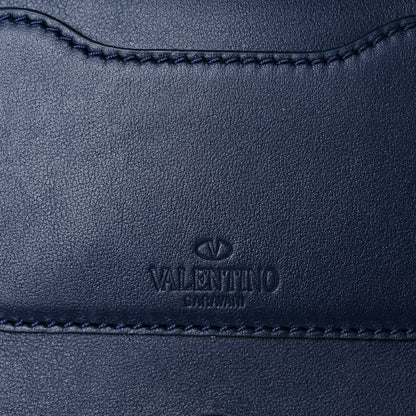 Valentino Garavani Vitello Colorblock Large Free Rockstud Halfmoon Saddle Bag Marine White 10 of 12