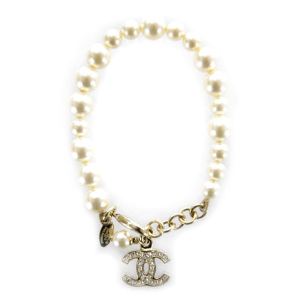 Chanel Crystal CC Pearl Bracelet Gold 1 of 4