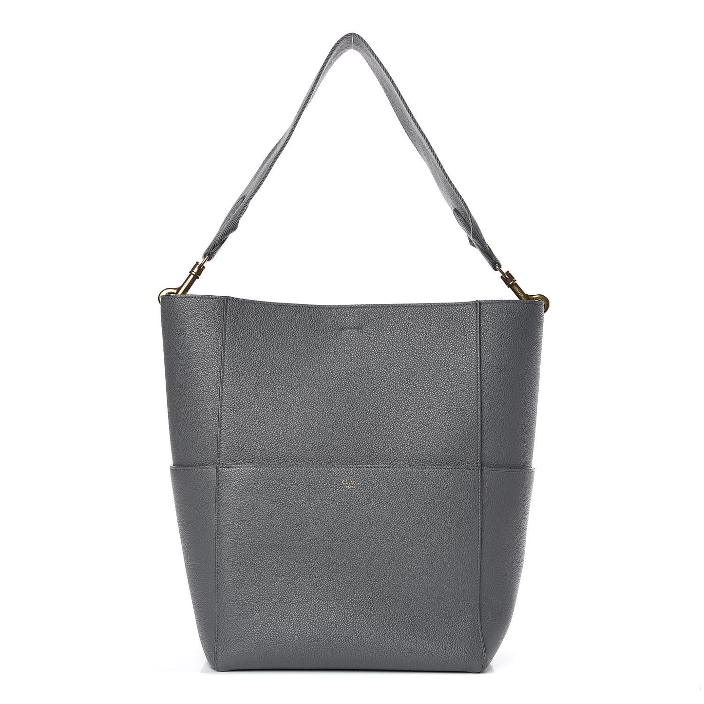 Soft Grained Calfskin Sangle Bucket Bag Kohl