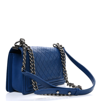 Chanel Lambskin Quilted Medium Boy Flap Blue 3 of 10