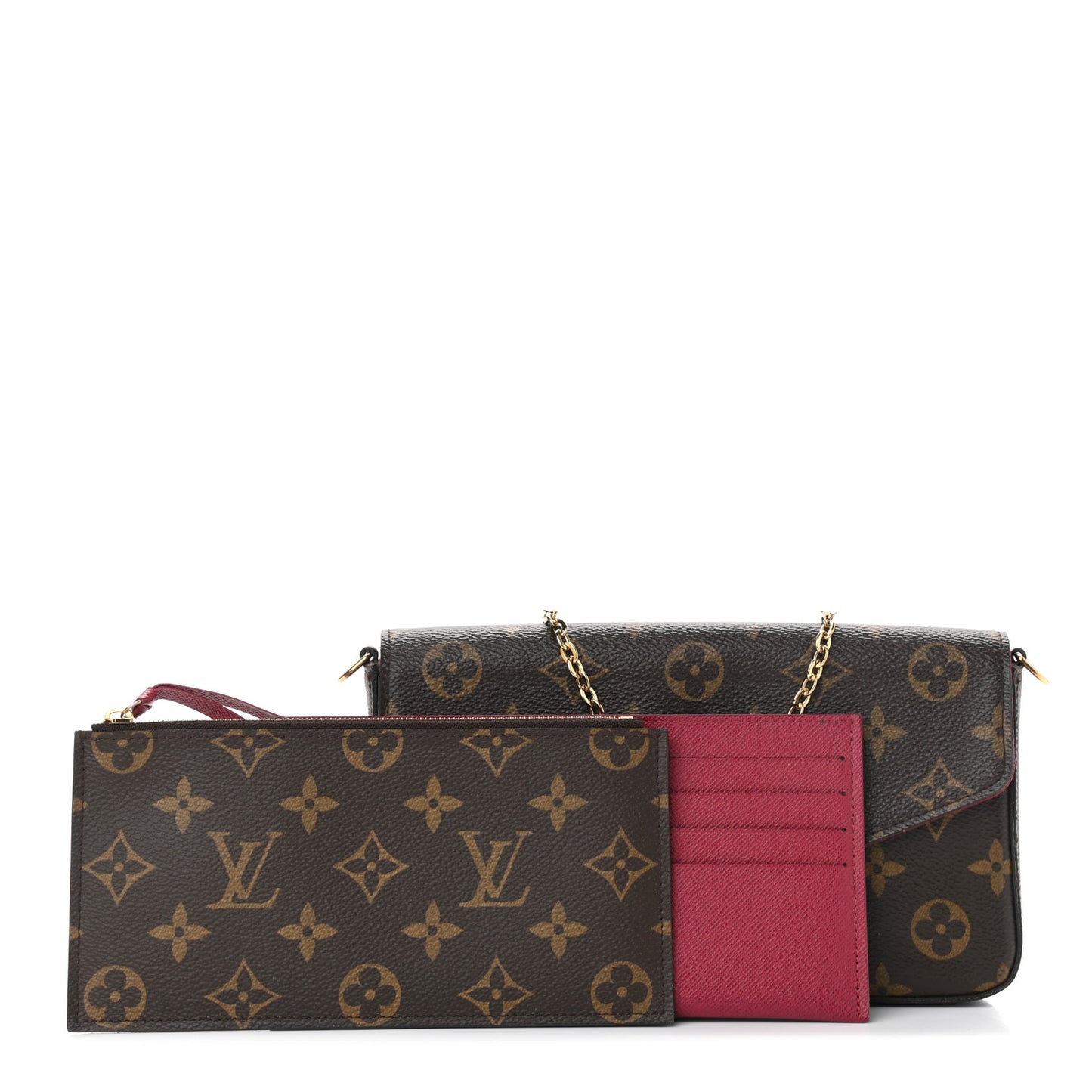 Monogram Pochette Felicie Chain Wallet Fuchsia