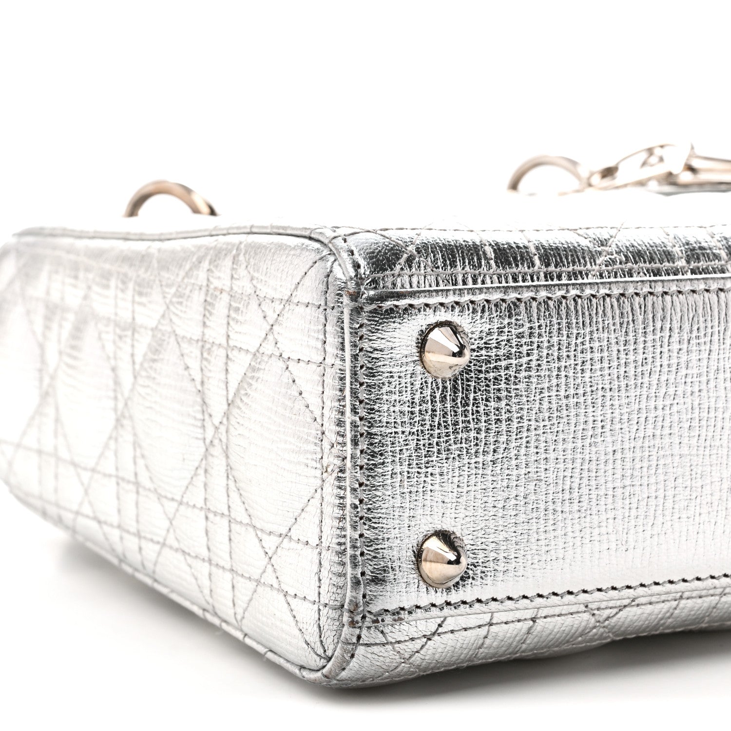 Christian Dior Metallic Grained Calfskin Cannage Small My ABCDior Lady Dior Silver 8 of 9