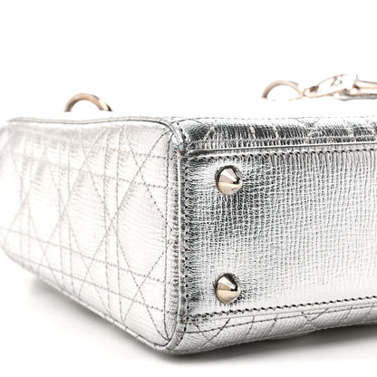 Christian Dior Metallic Grained Calfskin Cannage Small My ABCDior Lady Dior Silver 8 of 9