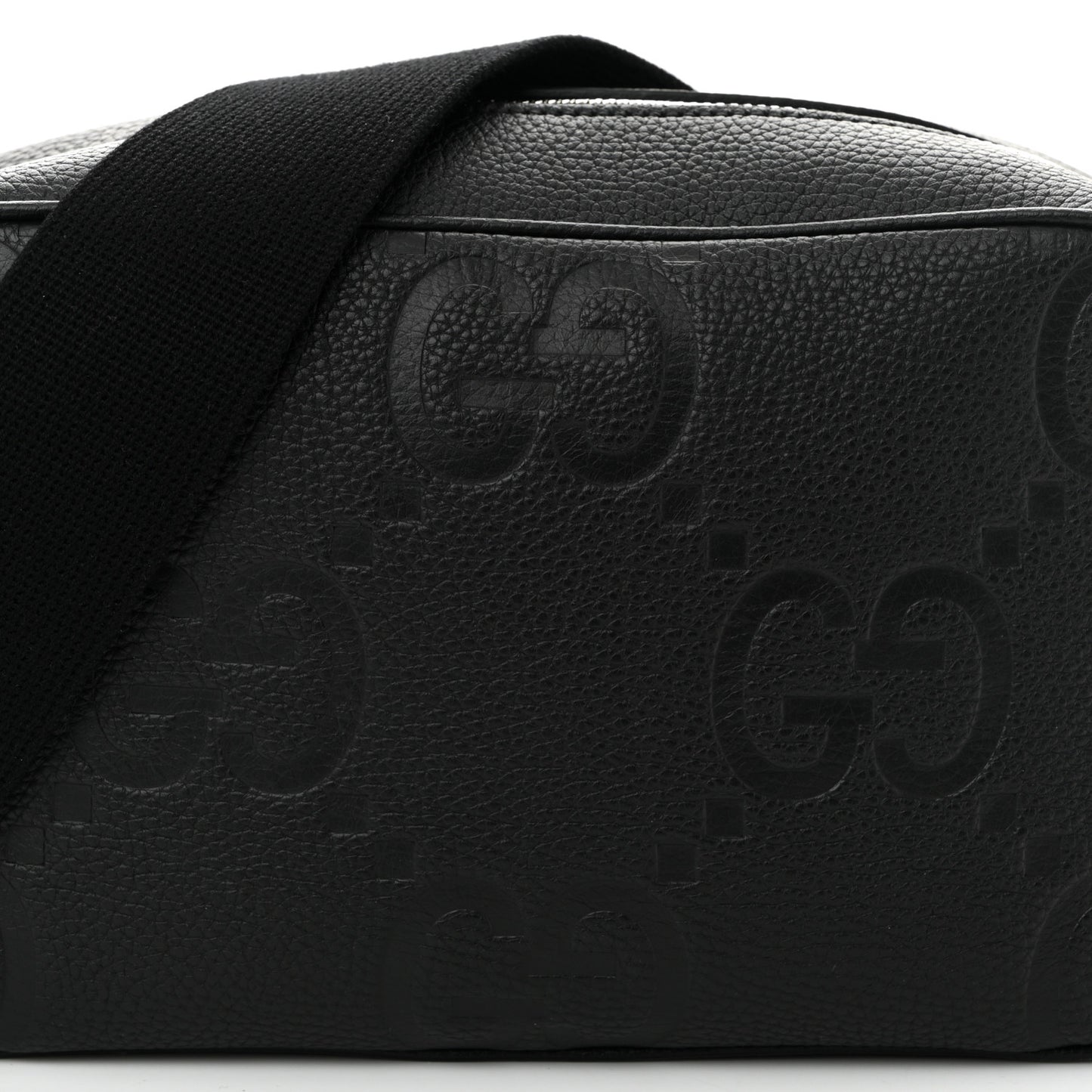 Piuma Calfskin Jumbo GG Embossed Medium Messenger Bag Black