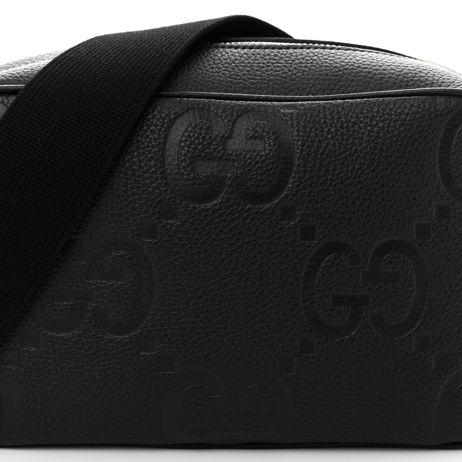 Gucci Piuma Calfskin Jumbo GG Embossed Medium Messenger Bag Black 8 of 10