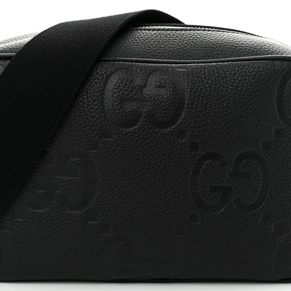 Gucci Piuma Calfskin Jumbo GG Embossed Medium Messenger Bag Black 8 of 10