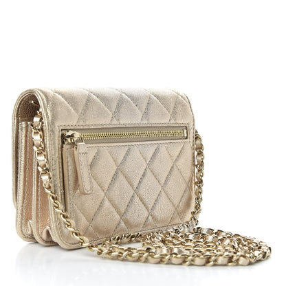 Chanel Metallic Lambskin Quilted Mini Wallet On Chain WOC Gold 3 of 11