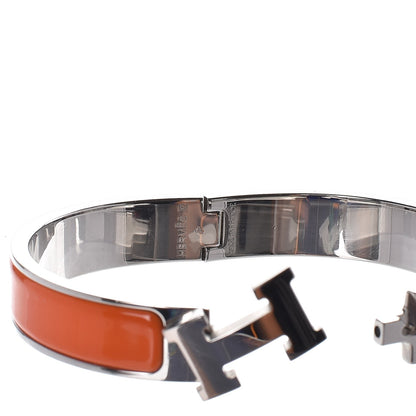 Hermes Enamel Narrow Clic Clac H Bracelet GM Orange 5 of 6