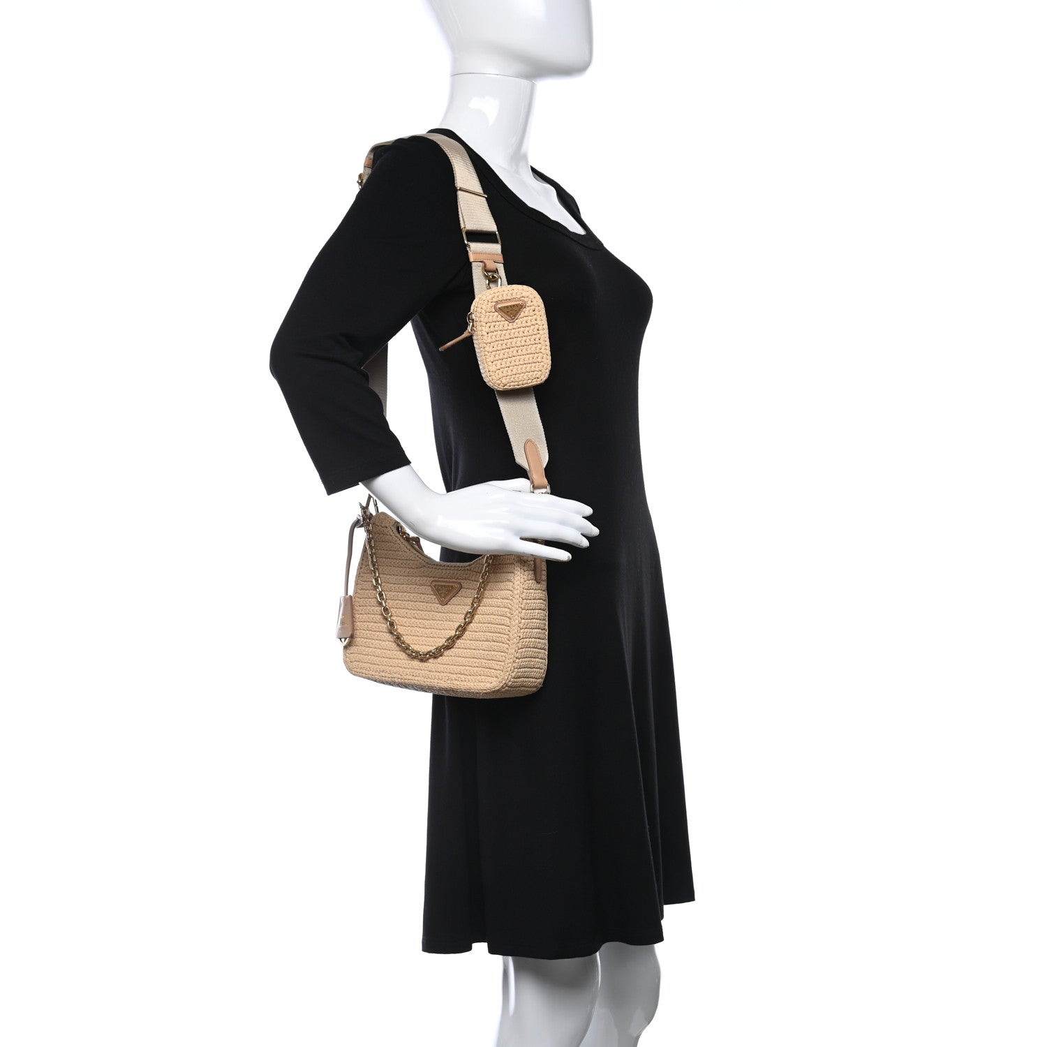 Prada Yarn Raffia Effect Crochet Re-Edition 2005 Shoulder Bag Naturale 2 of 10