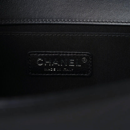 Chanel Lambskin Pleated Medium Boy Flap Black 6 of 18