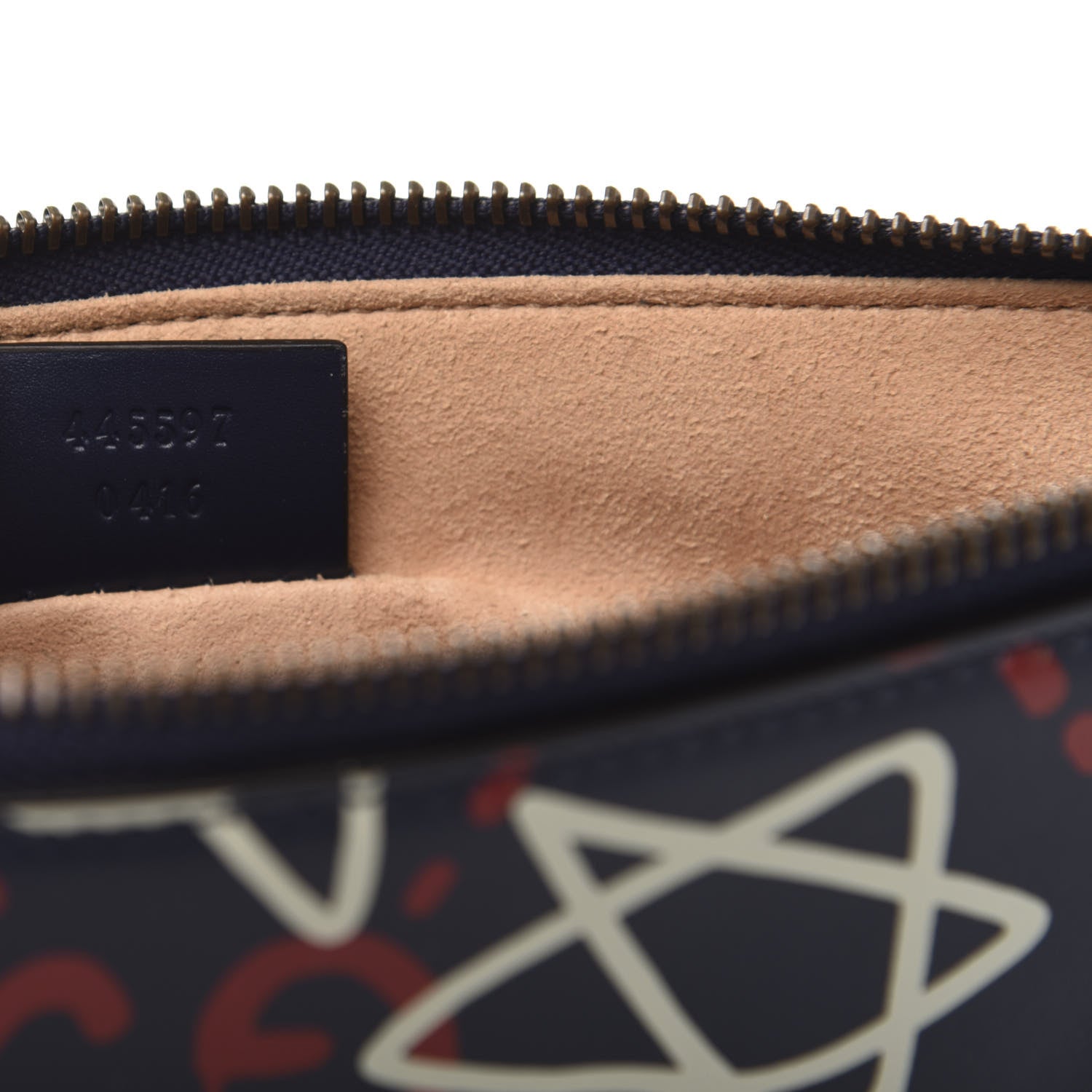 Gucci Calfskin GucciGhost Print Pouch Blue Agata Hibiscus Red 10 of 10