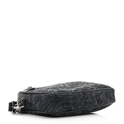 Versace Fabric Jacquard Calfskin Barocco Wristlet Pouch Black 4 of 10