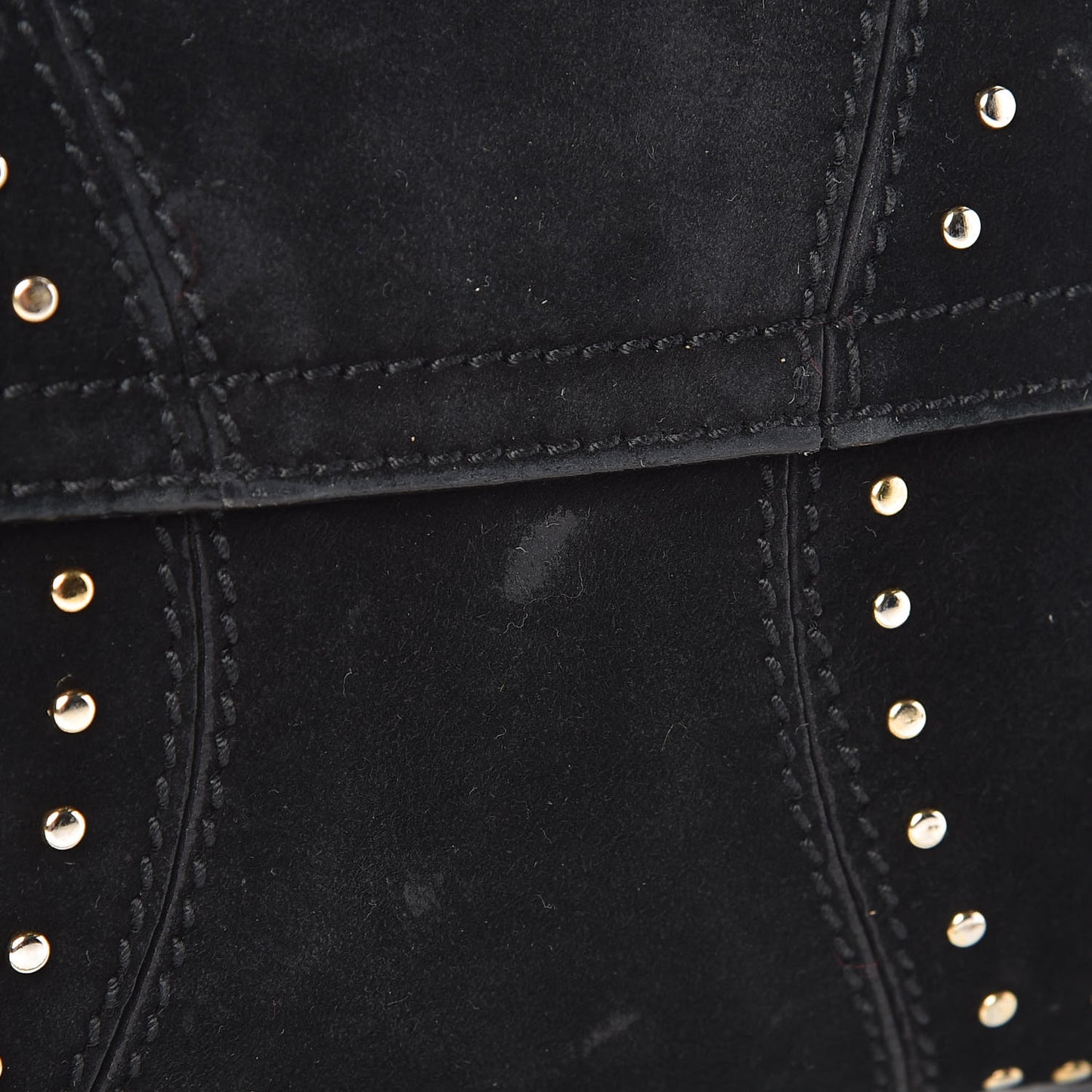 Suede Studded Horsebit Clutch Bag Black