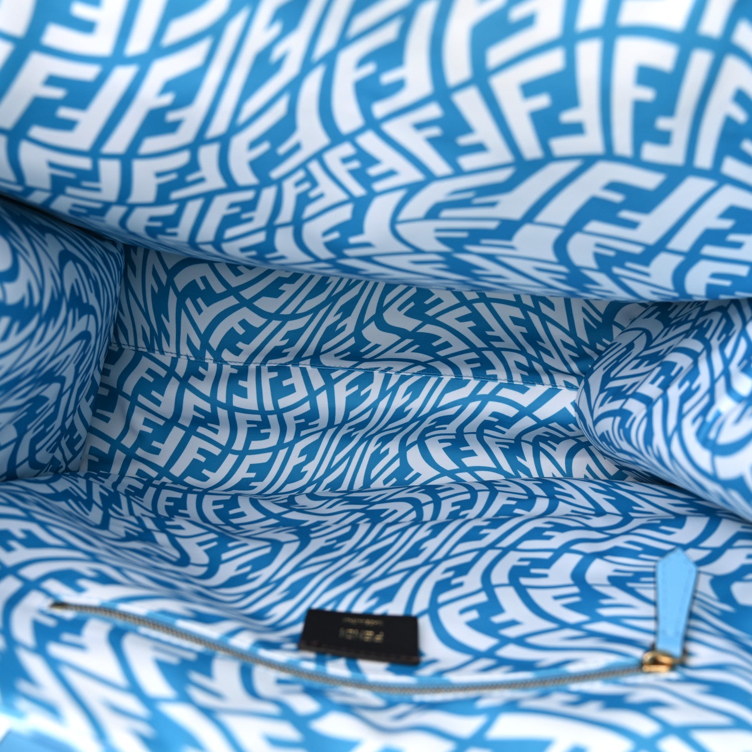 Fendi X SARAH COLEMAN Glazed Canvas Vitello King FF Vertigo Shopping Tote Bag Cyber Blue White 5 of 11
