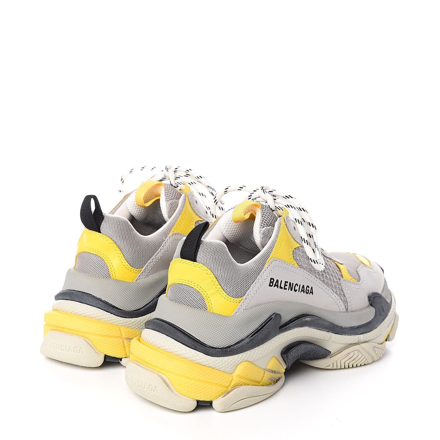 Balenciaga Fabric Mesh Womens Triple S Sneakers 37 Yellow Grey White 4 of 8