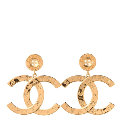Chanel Metal Large Paris Button Earrings Gold 1 of 5