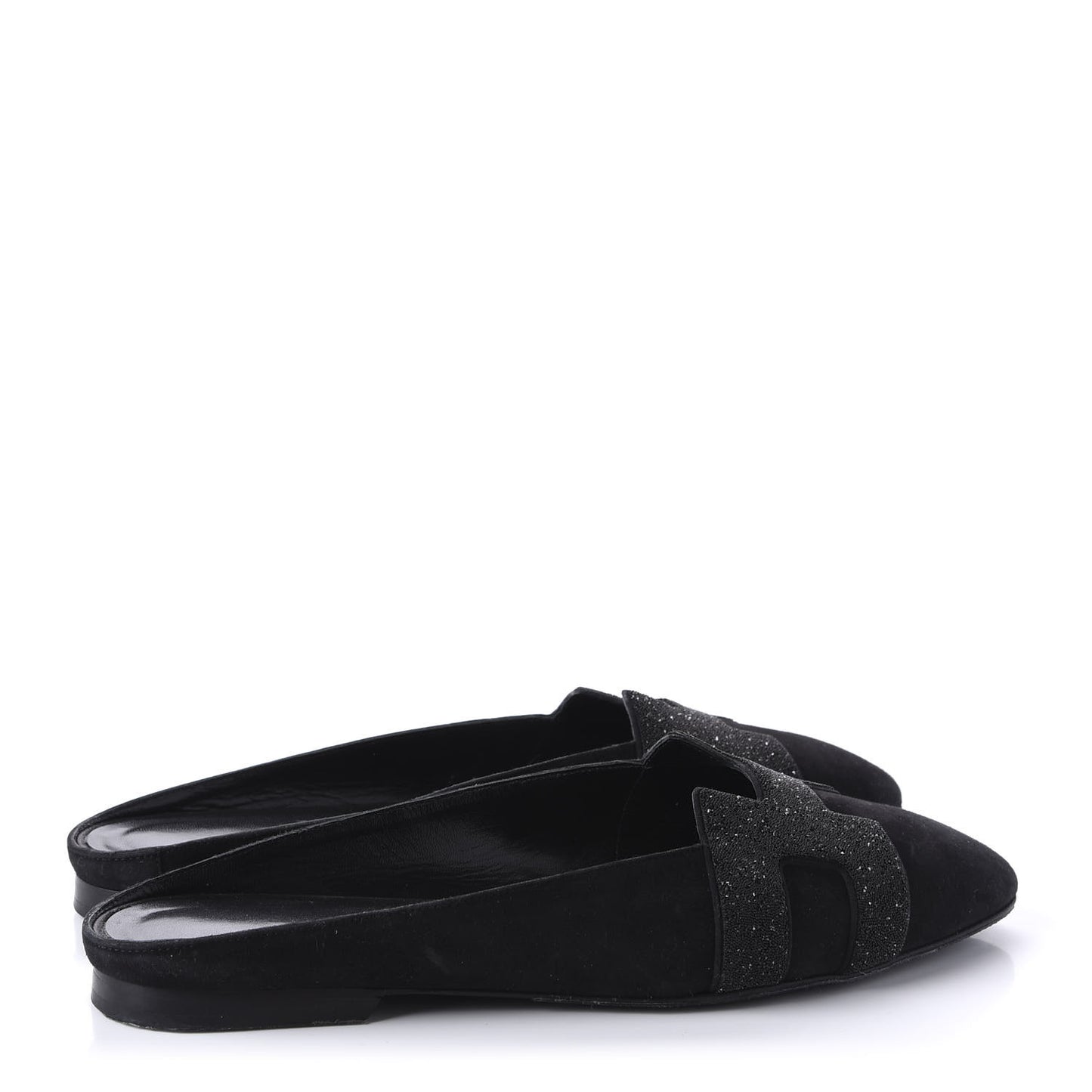 Suede Goatskin Crystal Roxane Mules 36 Black