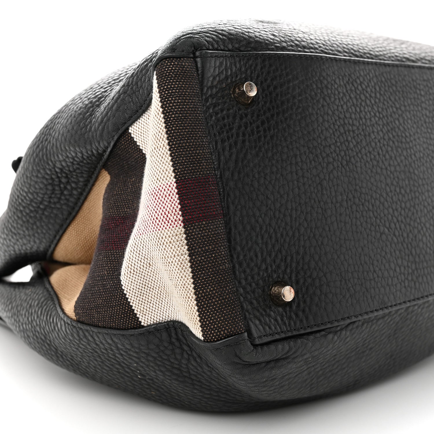 Burberry Grainy Calfskin House Check Medium Maidstone Black 10 of 17