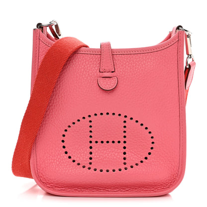 Hermes Taurillon Clemence Amazone Evelyne TPM Rose Azalee Rouge Pivoine 1 of 14