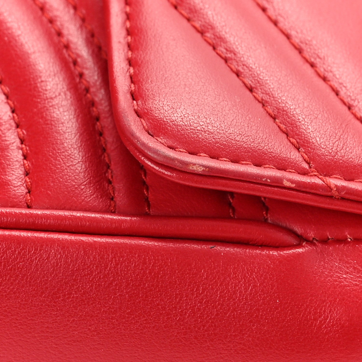 Gucci Calfskin Matelasse Mini GG Marmont Shoulder Bag Hibiscus Red 10 of 12
