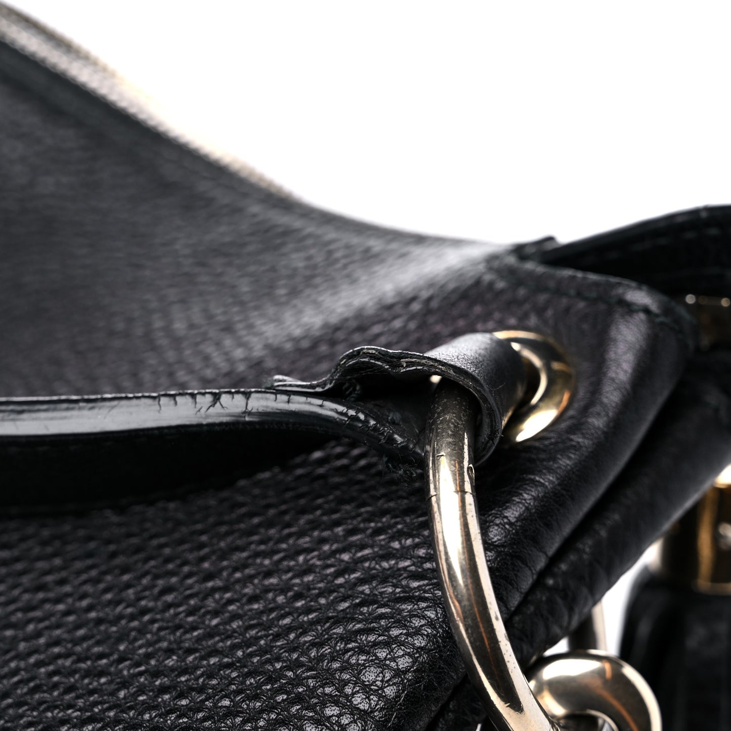 Pebbled Calfskin Large Soho Hobo Black