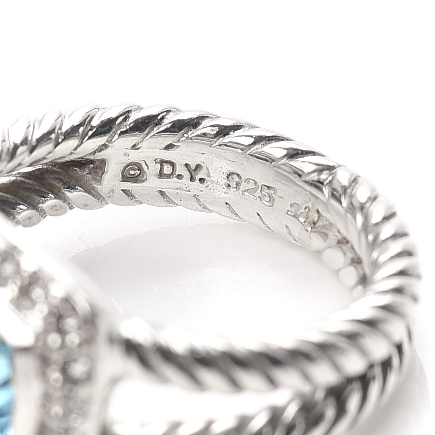 Sterling Silver Diamond Blue Topaz 7mm Petite Albion Ring 48 4.5