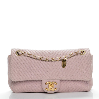 Chanel Wrinkled Lambskin Chevron Quilted Medium Flap Light Pink 1 of 7