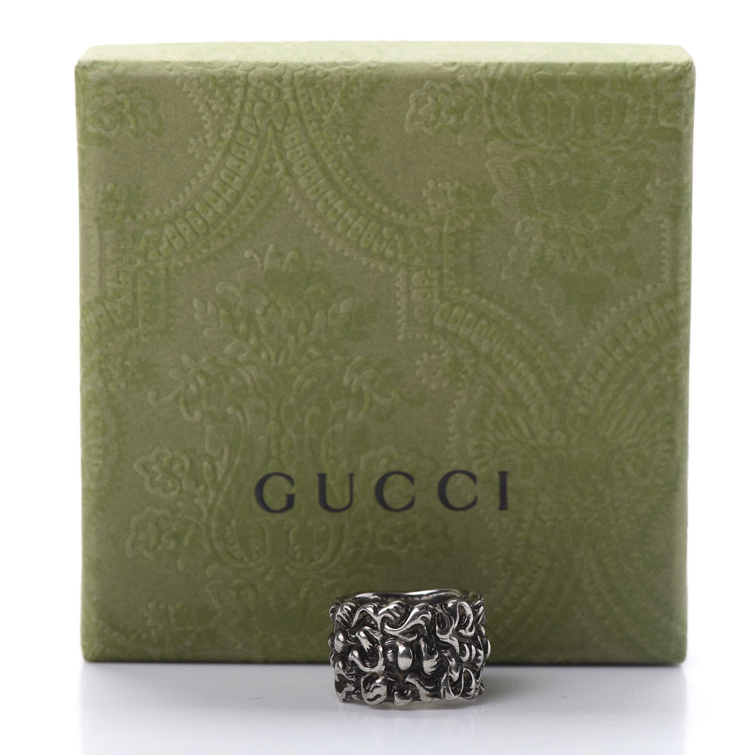 Gucci Metal Lion Mane Ring 6.25 Aged Silver 8 of 8