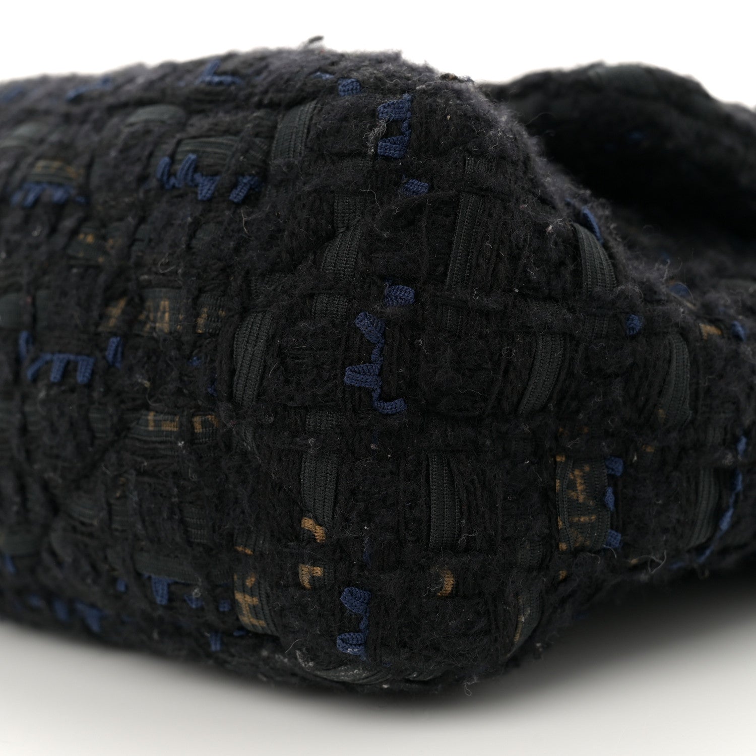 Chanel Tweed Quilted Large Chanel 19 Flap Black Navy Gold 10 of 11