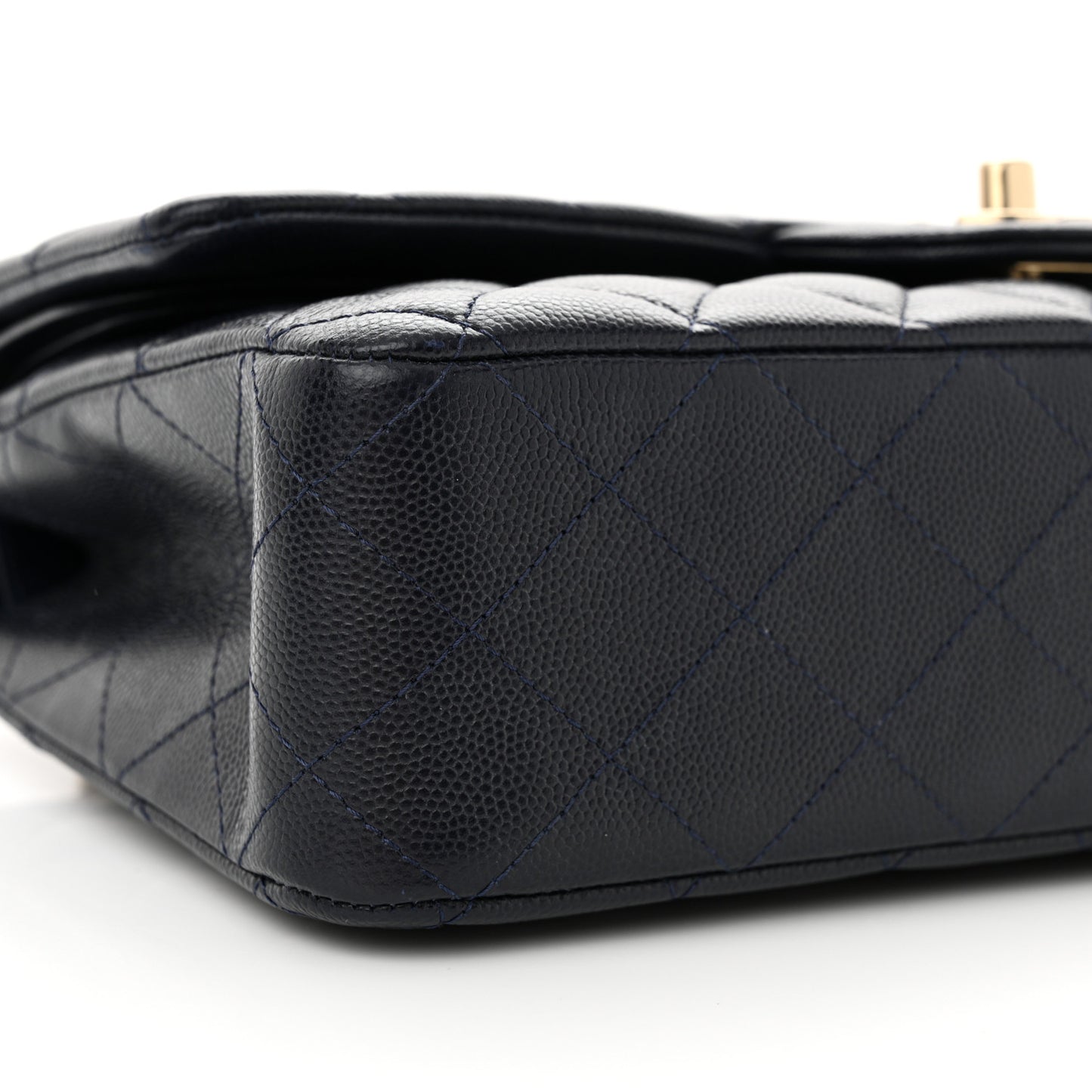 Caviar Quilted Medium Double Flap Navy