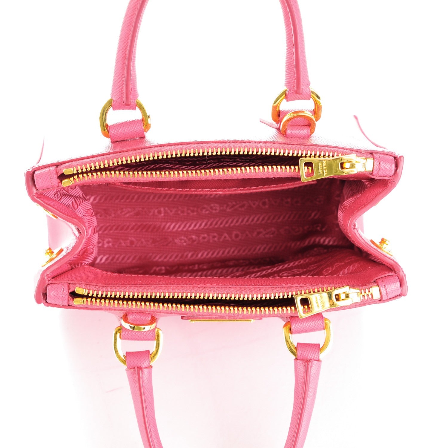 Prada Saffiano Lux Micro Galleria Double Zip Tote Peonia 5 of 8