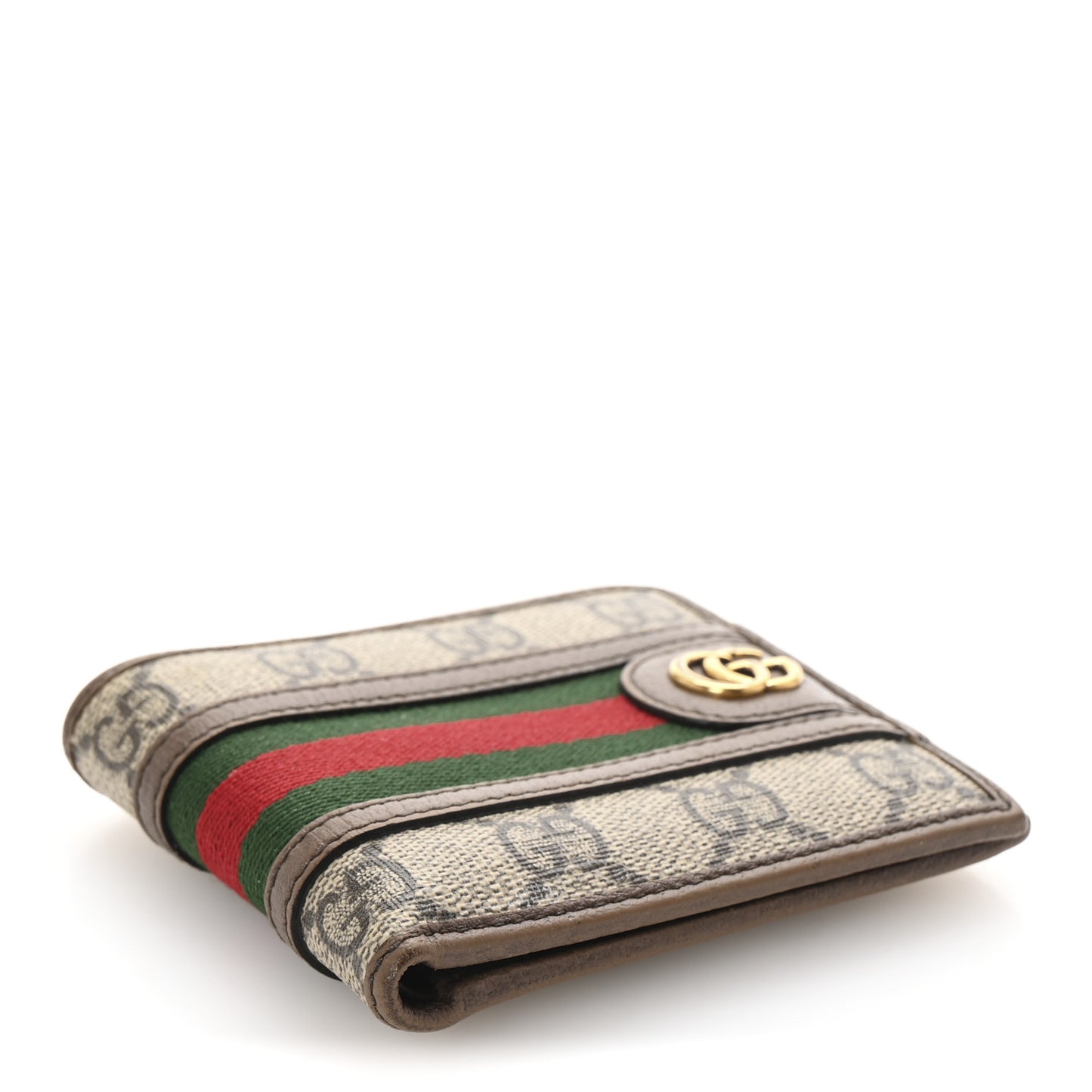 GG Supreme Monogram Web Mens Ophidia Bi-Fold Coin Wallet Beige New Acero