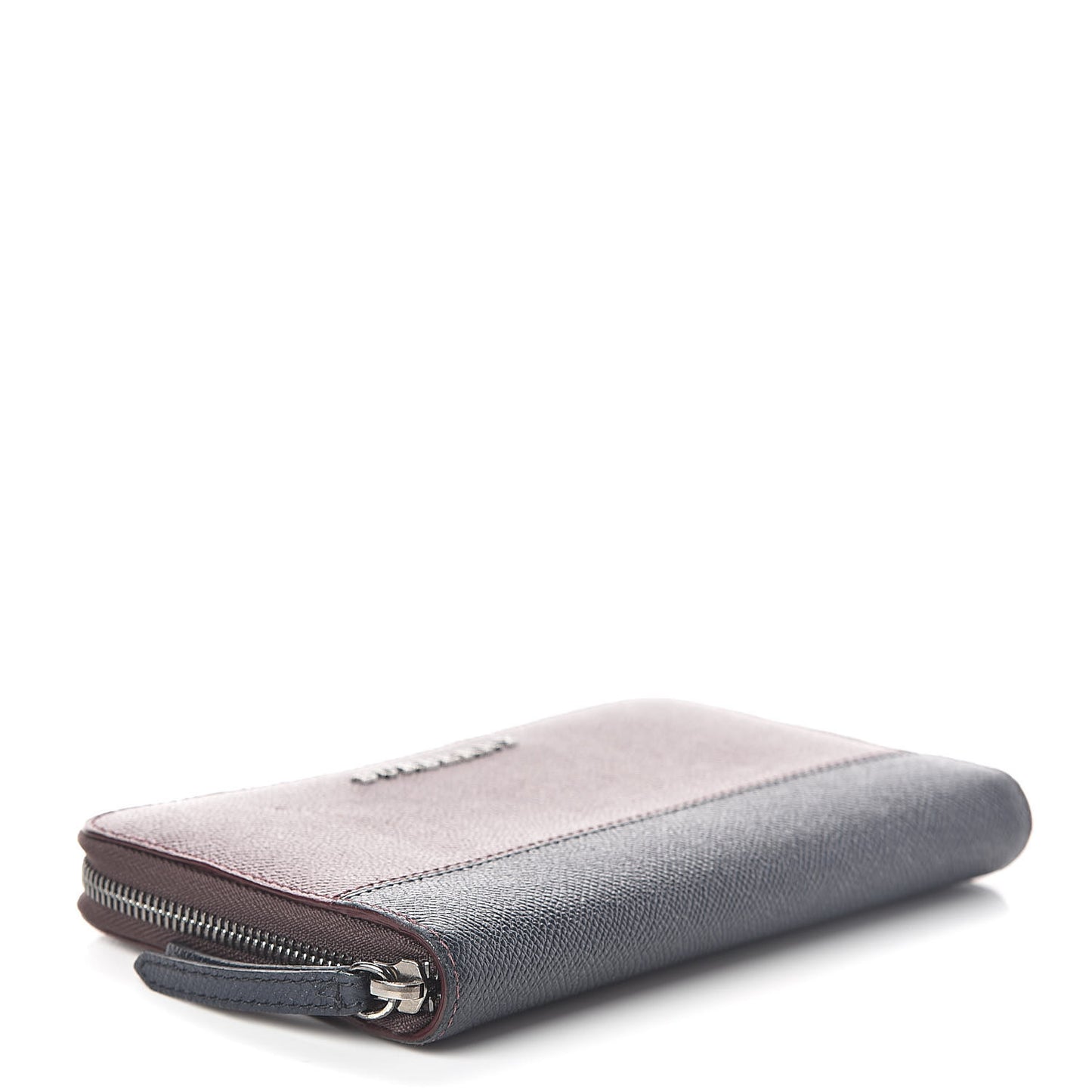 Calfskin Zip Around Wallet Burgundy Blue
