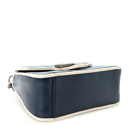 Gucci Vintage Effect Calfskin Matelasse Diagonal Mini Torchon GG Marmont Top Handle Shoulder Bag Blue Agata Mystic White 4 of 10