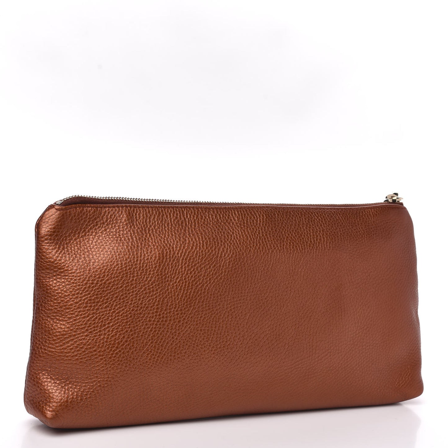 Metallic Pebbled Calfskin Tassel Clutch Burnt Orange