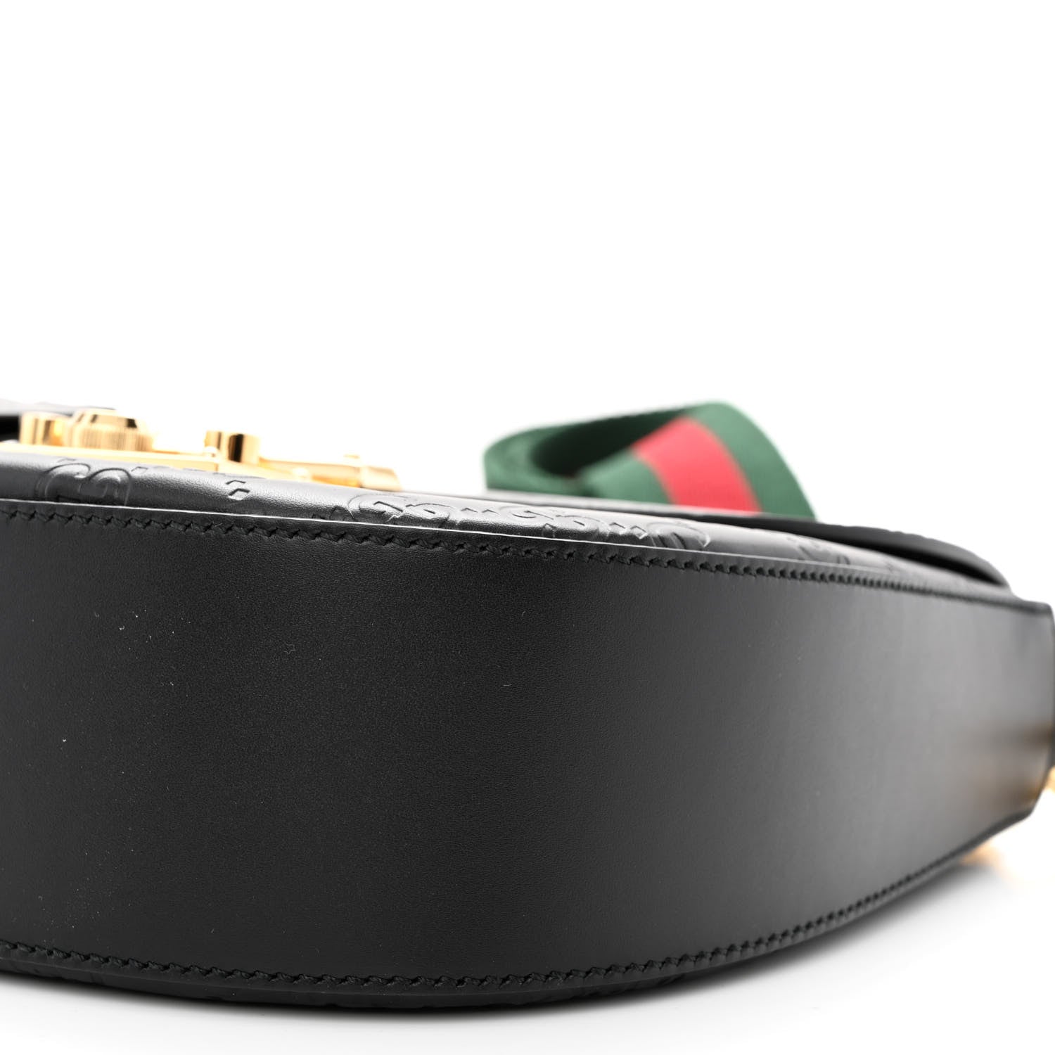 Gucci Guccissima Web Medium Padlock Messenger Shoulder Bag Black 10 of 11