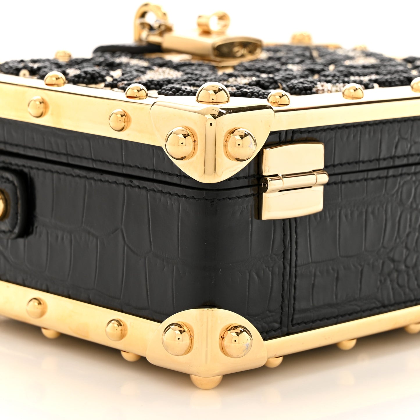 Satin Sequin Leopard Embellished Box Bag Natural Beige