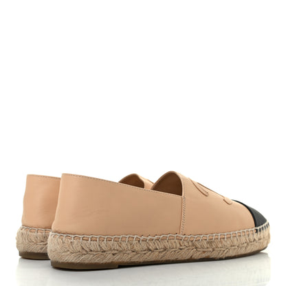 Chanel Lambskin CC Espadrilles 38 Beige Black 4 of 7